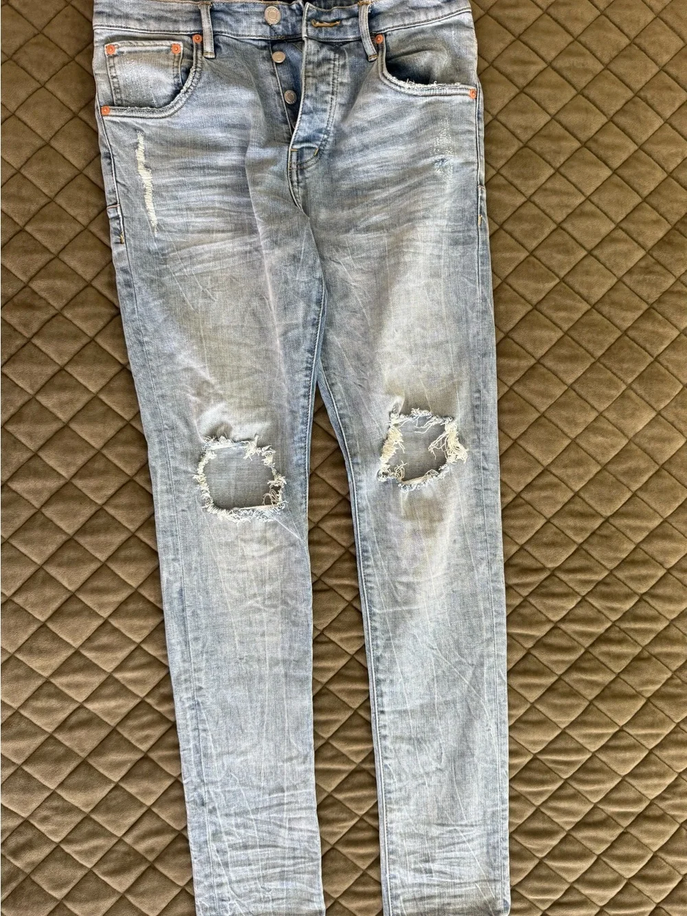 Purple Brand P002 Light Wash Distressed Skinny Stretch Jeans W31